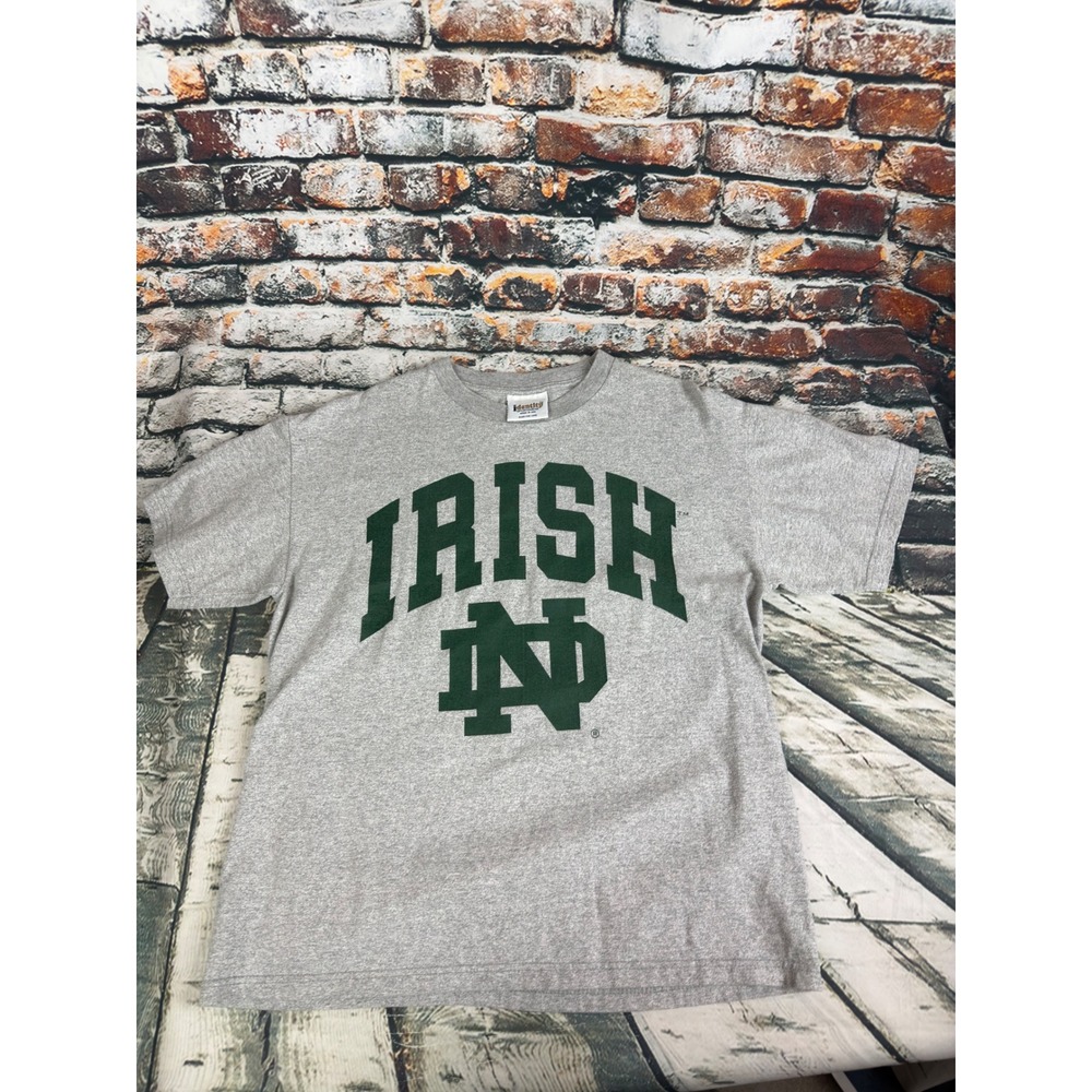 Identity Sportswear Notre Dame Irish T-Shirt Mens Large Gray Made in USA Vintage